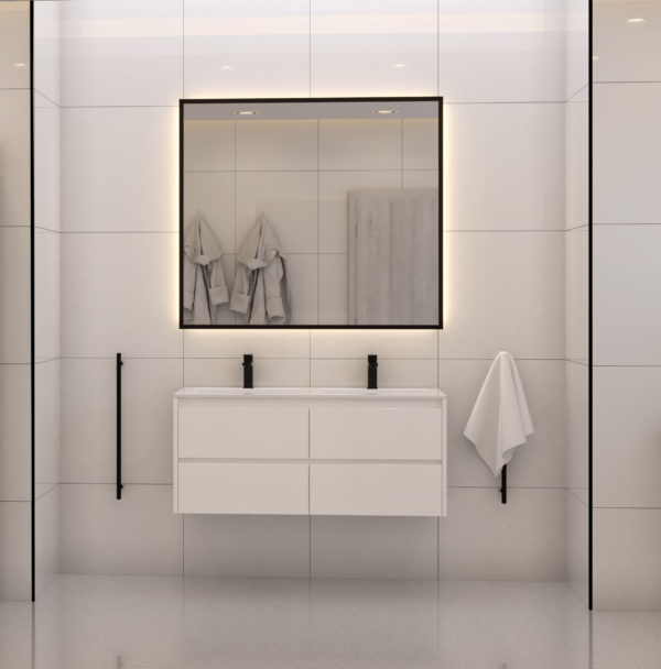 Ampio 1200mm Wall Hung White Cabinet with Acrylic Basin - Image 2