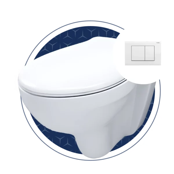 GEO Rimless Wall-Hung Pan & Concealed Cistern: White Combo with MDF Seat