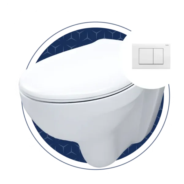 Atlas GEO Rimless WHP Combo with With MDF Seat And Concealed Cistern And Actuator Plate: White