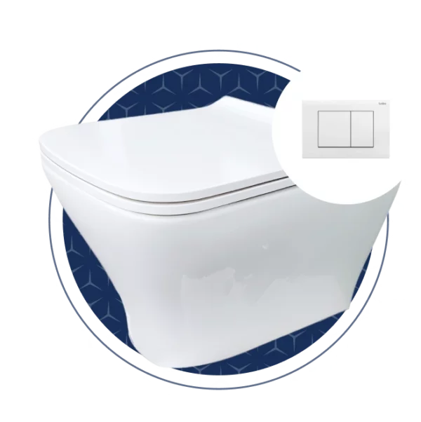 Quadro Rimless WHP Combo With Soft Close Seat, Concealed Cistern And Actuator Plate: White