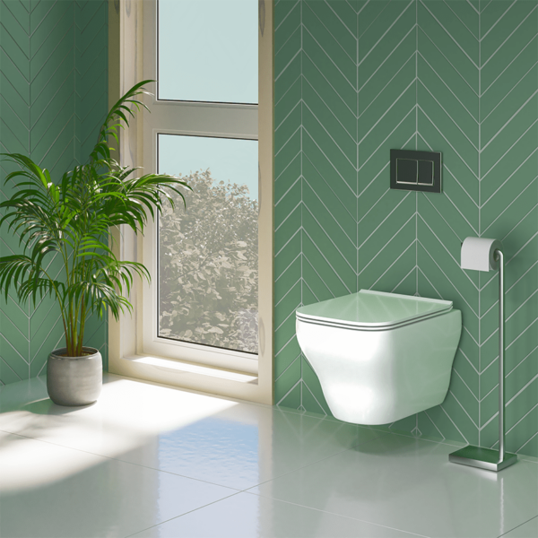 Quadro Rimless Wall Hung Pan Back Entry with Soft Close Seat - Image 2