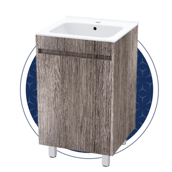 Zara 495mm Floor Standing Stone Cabinet with Ceramic Basin