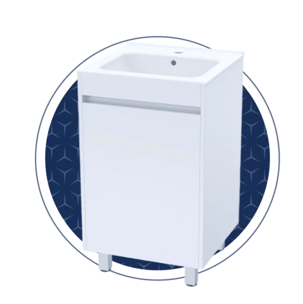 Zara 495mm Floor Standing White Cabinet with Ceramic Basin