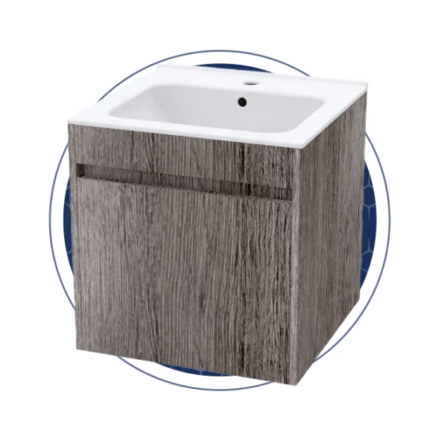 Zara 495mm Wall Hung Stone Cabinet with Ceramic Basin