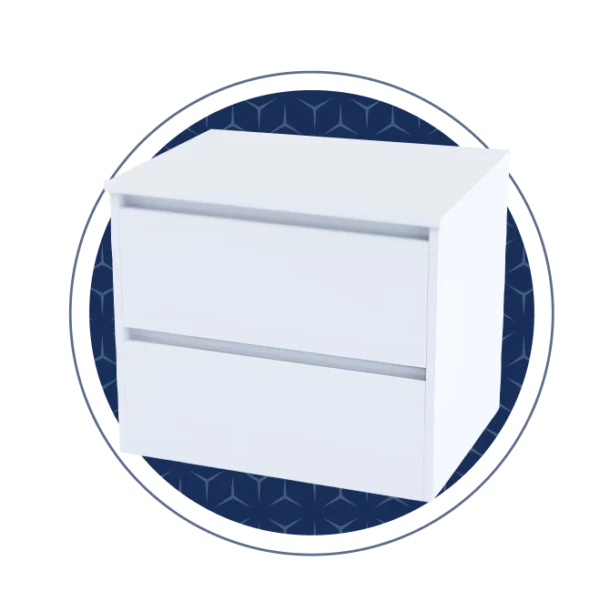 Zara 600mm WH White Cabinet 2 Drawer